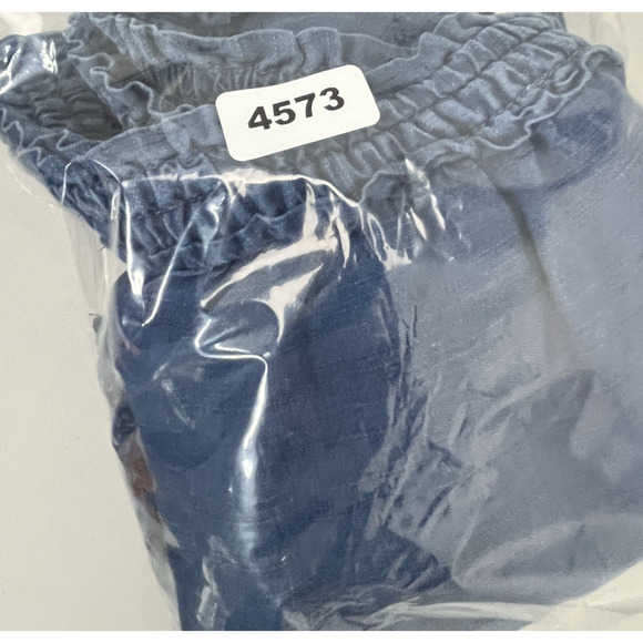 American Eagle Off the Shoulder Chambray Blouse Small Blue Flared Sleeve Peasant - Picture 9 of 9